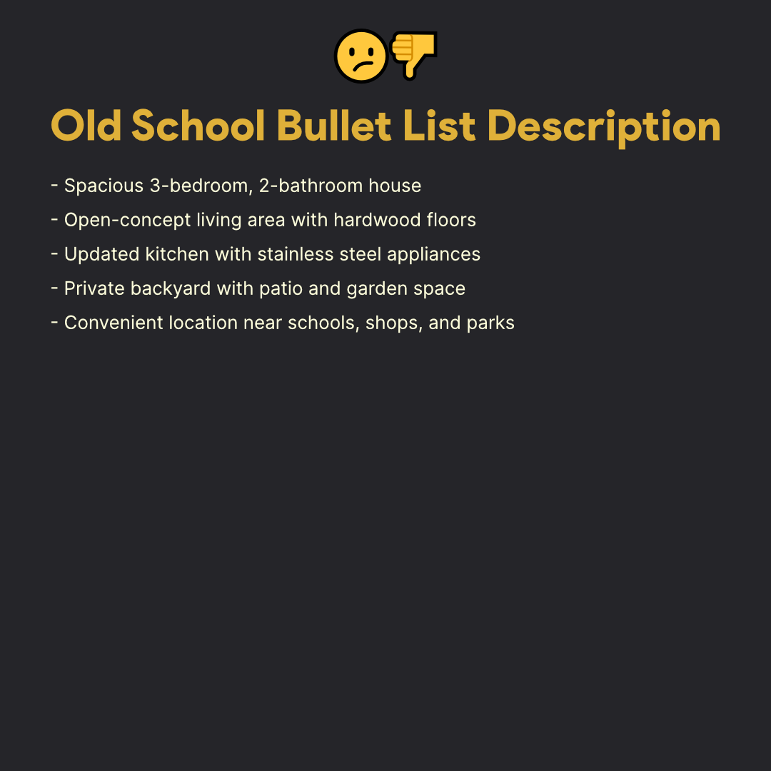 Old School type bullet list descriptions